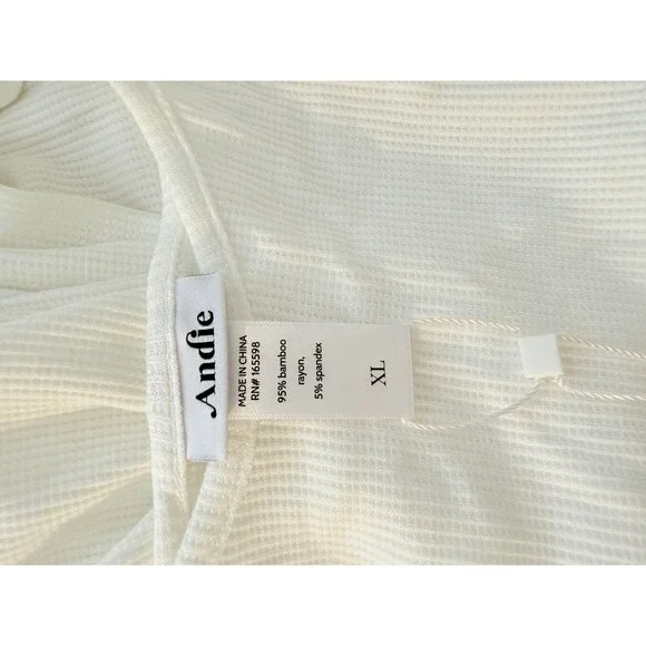 Andie The Barreta Dress Waffle Bamboo White‎ Slip Dress Midi XL - Picture 8 of 8